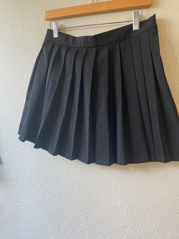 Jet Black Pleated Mini Skirt - image 2