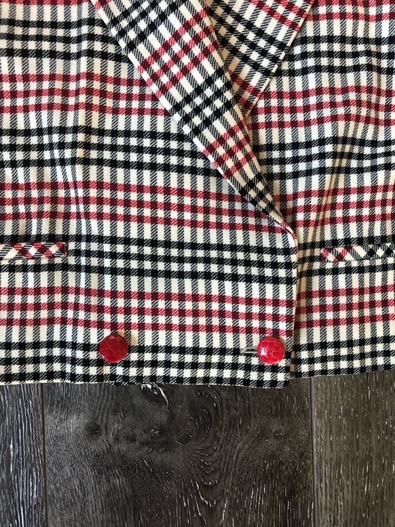 Plaid Wool Crop Blazer - image 6