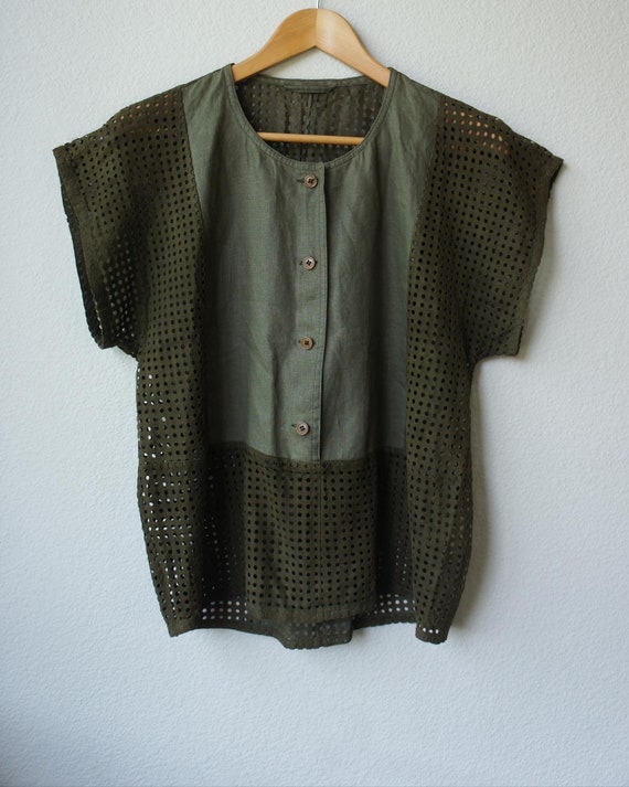 Vintage Perforated Suede Top - image 2