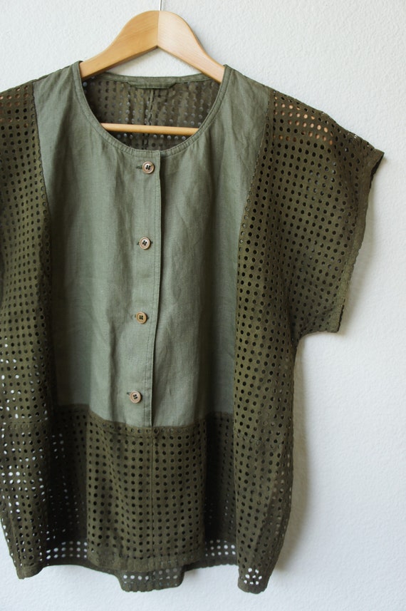 Vintage Perforated Suede Top - image 1