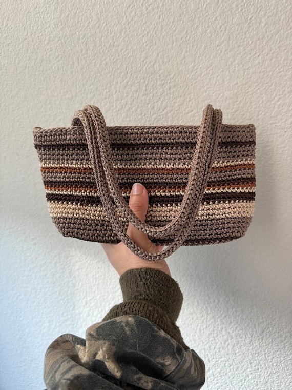 Striped Crochet Mini Purse - image 1