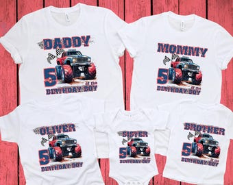 Monster Truck Birthday Shirt, Family Birthday Truck Shirt, Birthday Boy Monster Truck Shirt, Custom Monster Truck Birthday Shirt, Cars Bday