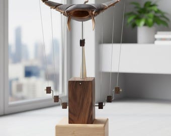 Decorazione in legno a forma di manta, scultura cinetica da scrivania, arte cinetica in legno, giocattolo da scrivania in movimento, scultura meccanica in legno, scultura a forma di manta