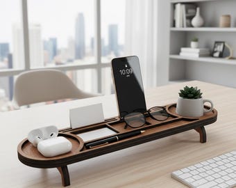 Organizer da scrivania in legno personalizzato, scaffale per scrivania, scaffale per scrivania, scaffale per scrivania, supporto per telefono da scrivania, organizer per spazio di lavoro