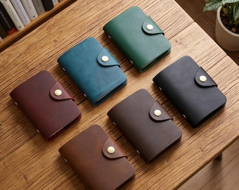Portacarte minimalista in vera pelle, porta carte da visita per uomo, astuccio marrone, accessori business, regalo in pelle per il compleanno del marito