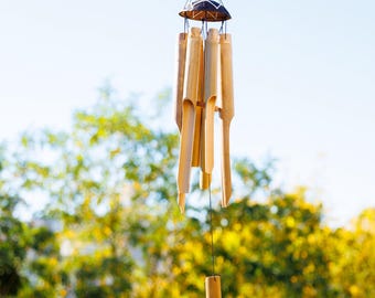 Campanelli eolici in legno per esterni, campanelli eolici in bambù per giardino, grandi campanelli eolici per patio, decorazioni per campanelli eolici per portico, regalo per campanelli eolici da giardino per esterni