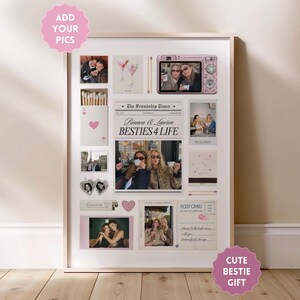 Modèle de pochette d'allumettes Bestie | Cadeau personnalisé style journal | Impression sur toile modifiable | Cadeau pour petite amie