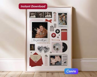 Editable Photo Collage for Couples | Digital Download | Custom Anniversary or Valentines Print