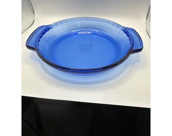 Archer Hocking Ovenware, kobaltowo-niebieski szklany głęboki talerz do pieczenia ciasta o średnicy 9,5 cala
