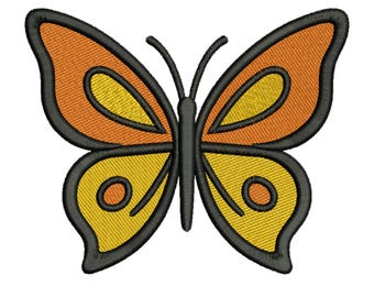 Colorful Butterfly Embroidery Design | Orange Yellow Insect (Instant Download)