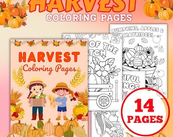 Harvest Coloring Pages for Kids | Fall Printable Coloring Book | Autumn Activity for Children | Instant Download Coloring Sheets