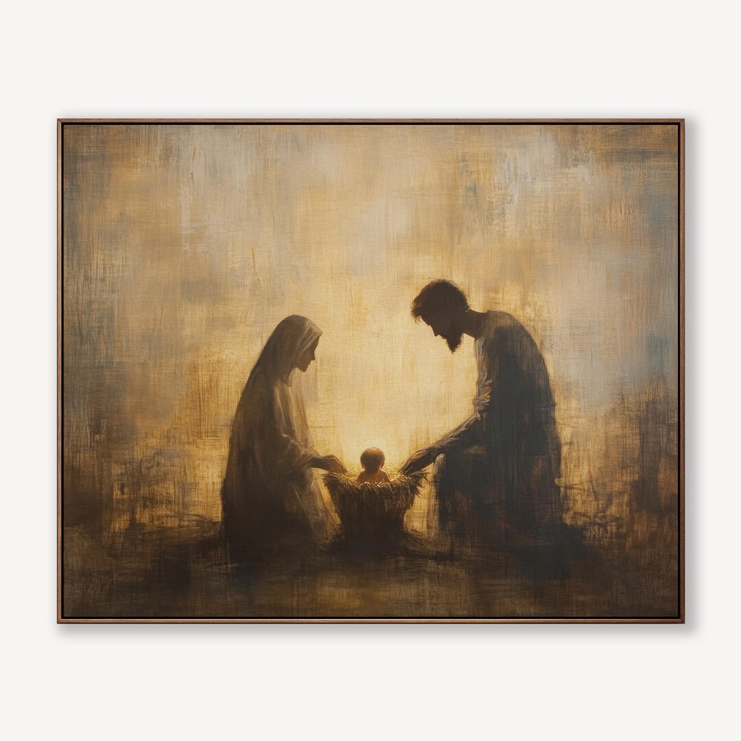 Holy Night Nativity Scene, Christmas Gift, Canvas Wall Art, Holy Family ...