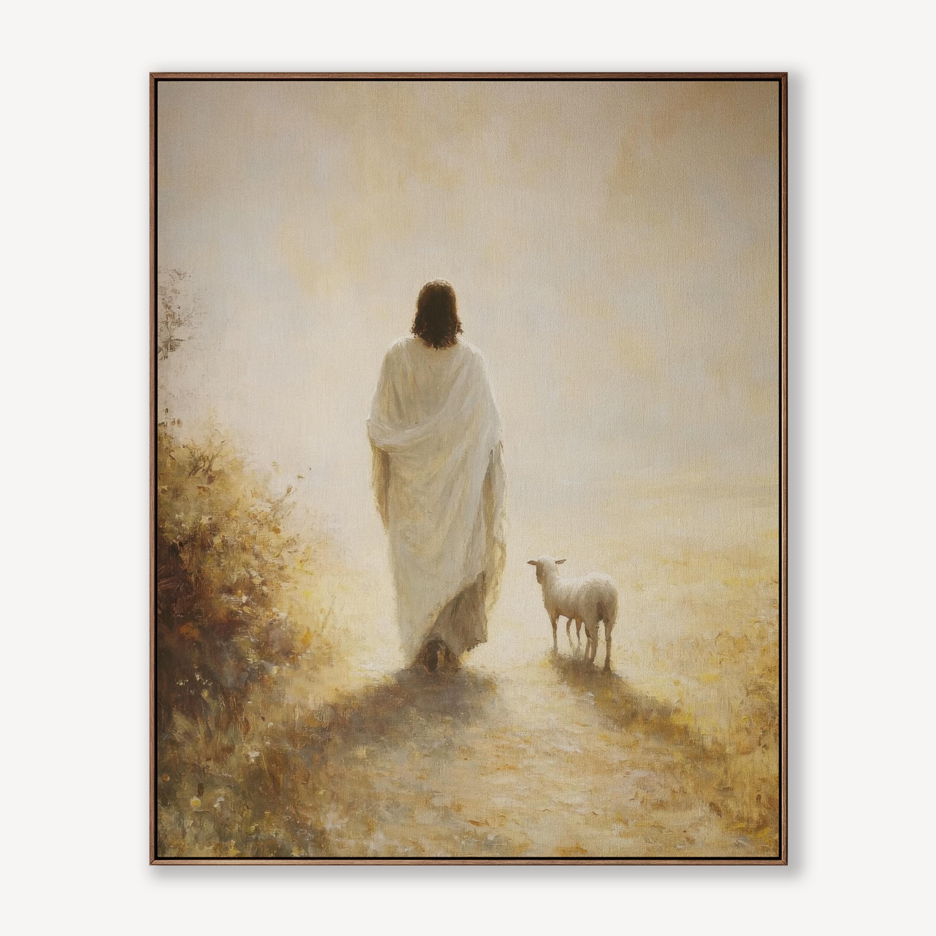 Jesus Leaves the 99, Parable of Lost Sheep, Jesus Wall Art, Canvas