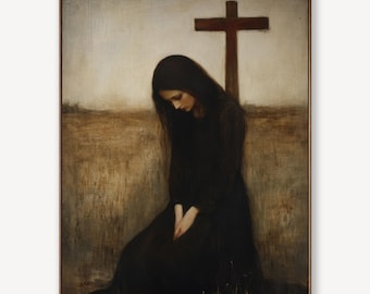 Mary Magdalene at the Cross, Framed Christian Canvas Art