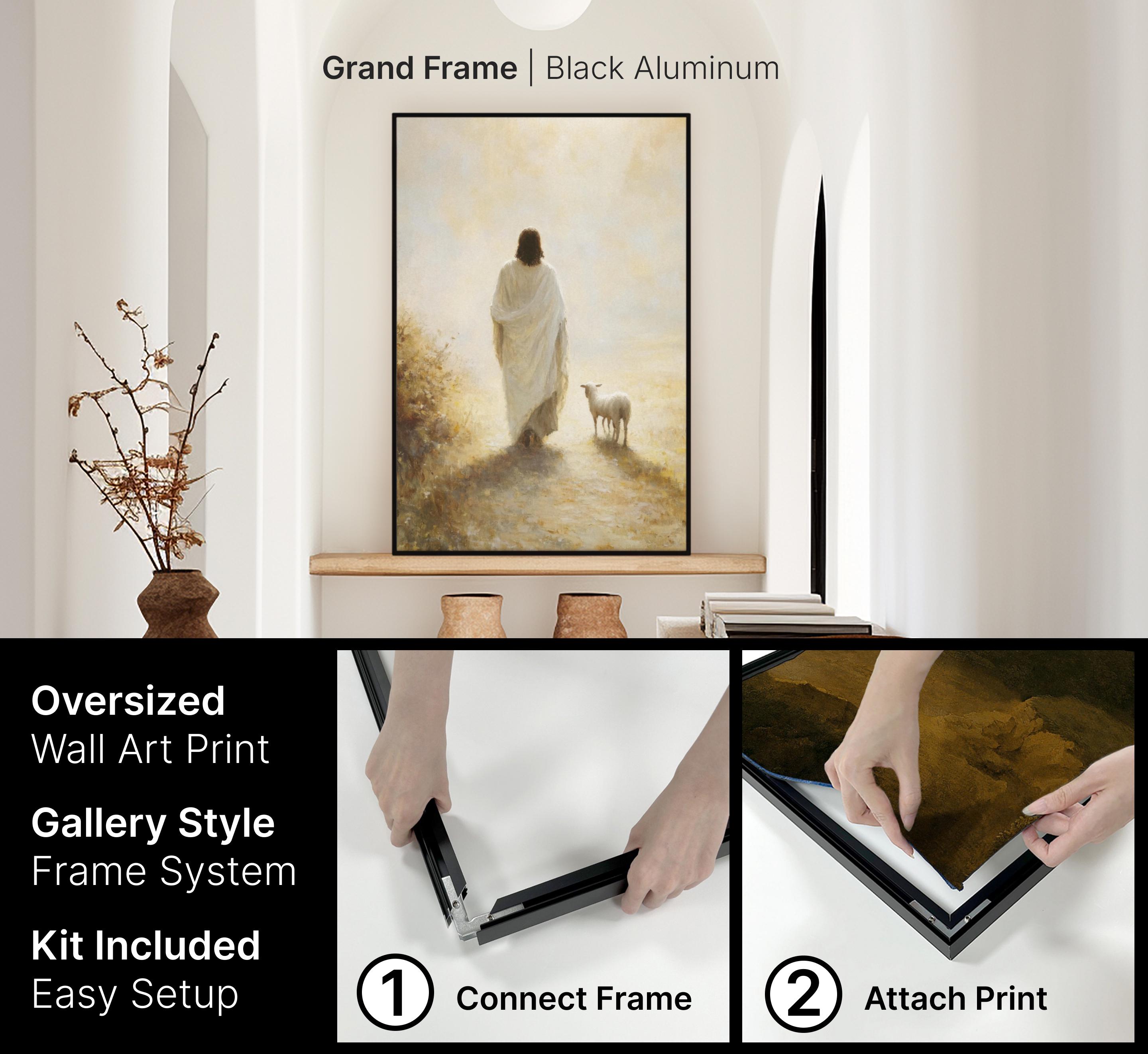 Jesus Leaves the 99, Parable of Lost Sheep, Jesus Wall Art, Canvas