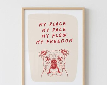 Minimalistische Bulldogge Linie Kunst Druck, modernes Haustier Porträt (Digitaler Download)