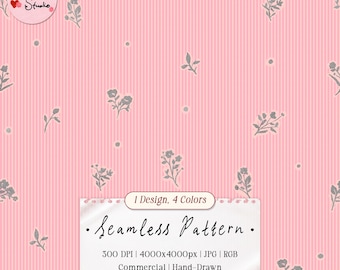 Ditsy Floral Seamless Pattern | Grandmillennial Pastel flowers Digital Paper for Fabric (Digital Download)