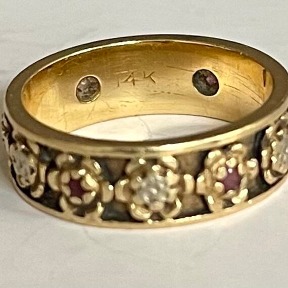 1950’s Garnet & Gold Band Ring! - image 10