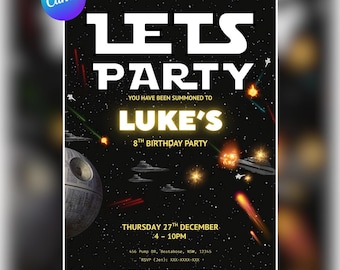 Star Wars Birthday Invitation: Editable Canva Template (5x7", PDF)