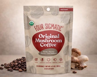 FOUR SIGMATIC Original Mushroom Coffee – Instant | 30 Servings | Focus + Gut Health Support