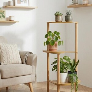 Bamboe Wooden Plant Stand, Tiered Plant Table, Indoor Flower Pot Holder, Porte-plante, Plantentafel, Pflanzenständer, Soporte para plantas