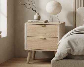 Comodino moderno con cassetti, tavolino da comodino, tavolino d'appoggio imbottito in ciniglia, mobili minimalisti per la camera da letto.