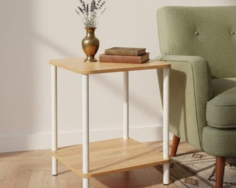 Tavolino moderno, tavolino laterale, Beistelltisch Modern, Bijtafel, Table d'Appoint, design minimalista, tavolino da caffè piccolo, Couchtisch, aspetto rovere