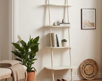 Scaffale a Scala Moderno 57x174cm - Libreria a Parete con Mensole Curve - Mobile Minimalista - Stile Scandi Design - 4 Ripiani