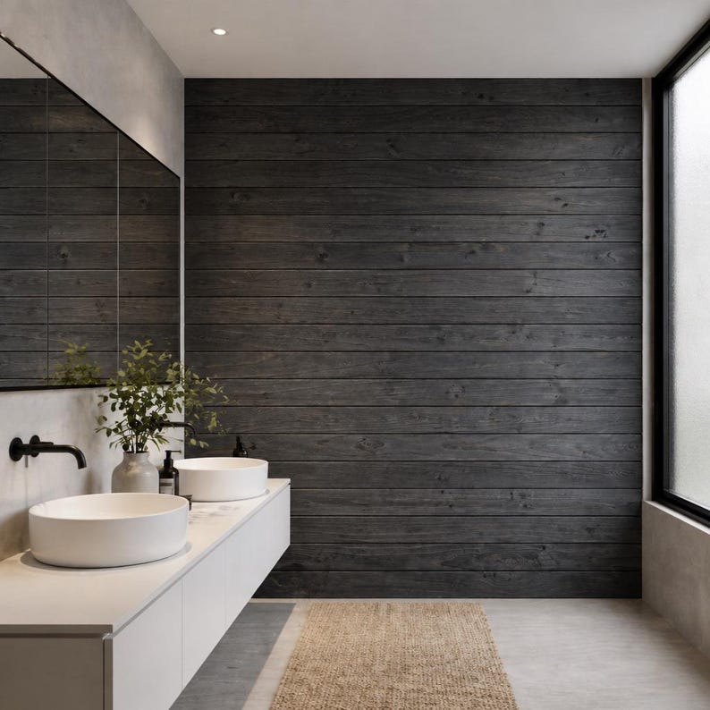 Shou Sugi Ban Cedar Wood Wall Panels | Dark Onyx Yakisugi Accent Wall ...