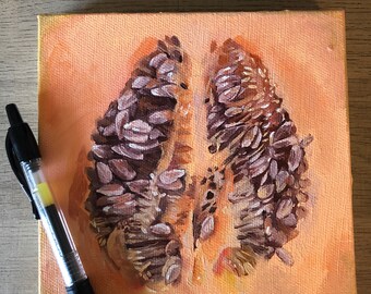 Cantaloupe original oil painting 6”x6”