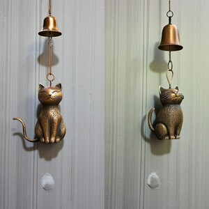 camping chimes, outdoor wind chime, flower fairy statue, fairy yard art, zen cat chime, cat yard art, cute cat ornament, hanging chimes, cat yard decor, feline wind bell, cat wind chime, modern cat bell, outdoor cat ornament
