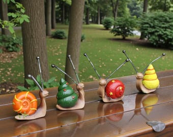 Iridescent Resin Snail Figurine Set | Kawaii Desk & Garden Decor