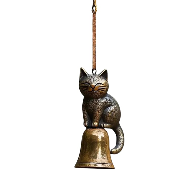 camping chimes, outdoor wind chime, flower fairy statue, fairy yard art, zen cat chime, cat yard art, cute cat ornament, hanging chimes, cat yard decor, feline wind bell, cat wind chime, modern cat bell, outdoor cat ornament