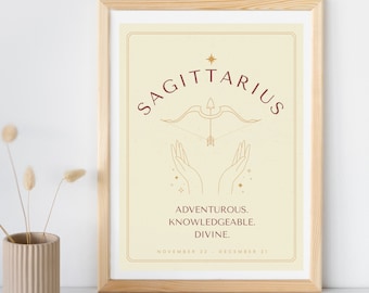 Sagittarius Zodiac Sign Poster, Astrology Wall Art (Digital Download)