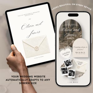 Wedding Website Template, Editable Canva Digital Wedding Invitation, Old Money Wedding Website, Luxury Save the Date, RSVP Website image 2