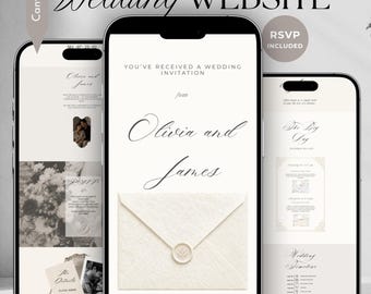 Old Money Wedding Website Template, Minimalist Wedding Invitation,Luxury RSVP Website, Romantic Save the Date,Elegant Canva Wedding Template