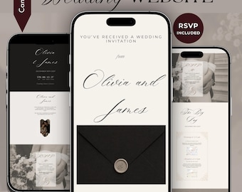 Moody Vintage Romance Wedding Website Template, Editable Wedding Web Invitation, Elegant Online RSVP, Old Money Aesthetic Website Canva