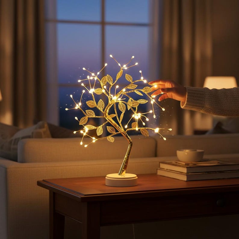Lámpara LED con forma de rosal – Luz nocturna USB – Lámpara de mesa romántica – Decoración para el dormitorio – Regalo para el Día de la Madre