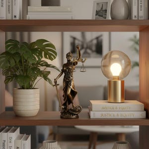 Lady Justice Statue Vintage Copper Look – European Retro Home Decor – Desk & Living Room Ornament – Symbolic Gift