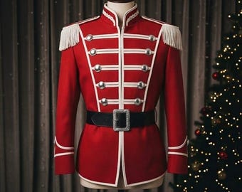 Nutcracker Military Jacket– Men Nutcracker Prince Costume - Mens Christmas Elf Costume,  Green Cotton Costume, Toy Soldier Uniform