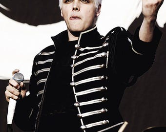 My Chemical Romance inspired Black Parade Jacket with corset back, Handmade Military Drummer Coat, black and silver band cosplay uniform