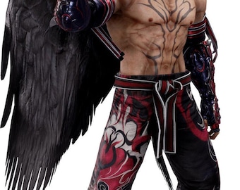 鉄拳8のジン・カザマ風コスプレパンツ – 炎の武術スタイル、鉄拳8 ジン・カザマパンツ – ブラックフレイムファイターコスチュームボトムス、