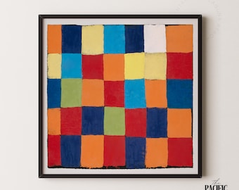 Abstracte kunstprint met kleurblokken – moderne geometrische muurkunst, gewaagde minimalistische poster, op het midden van de eeuw geïnspireerde huisdecoratie