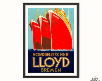 1964A Norddeutscher Lloyd Bremen C1899 Ship Antique Postcard - Etsy