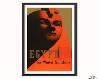 Póster de viaje vintage de Egipto – Impresión artística clásica de sol invernal, decoración egipcia retro