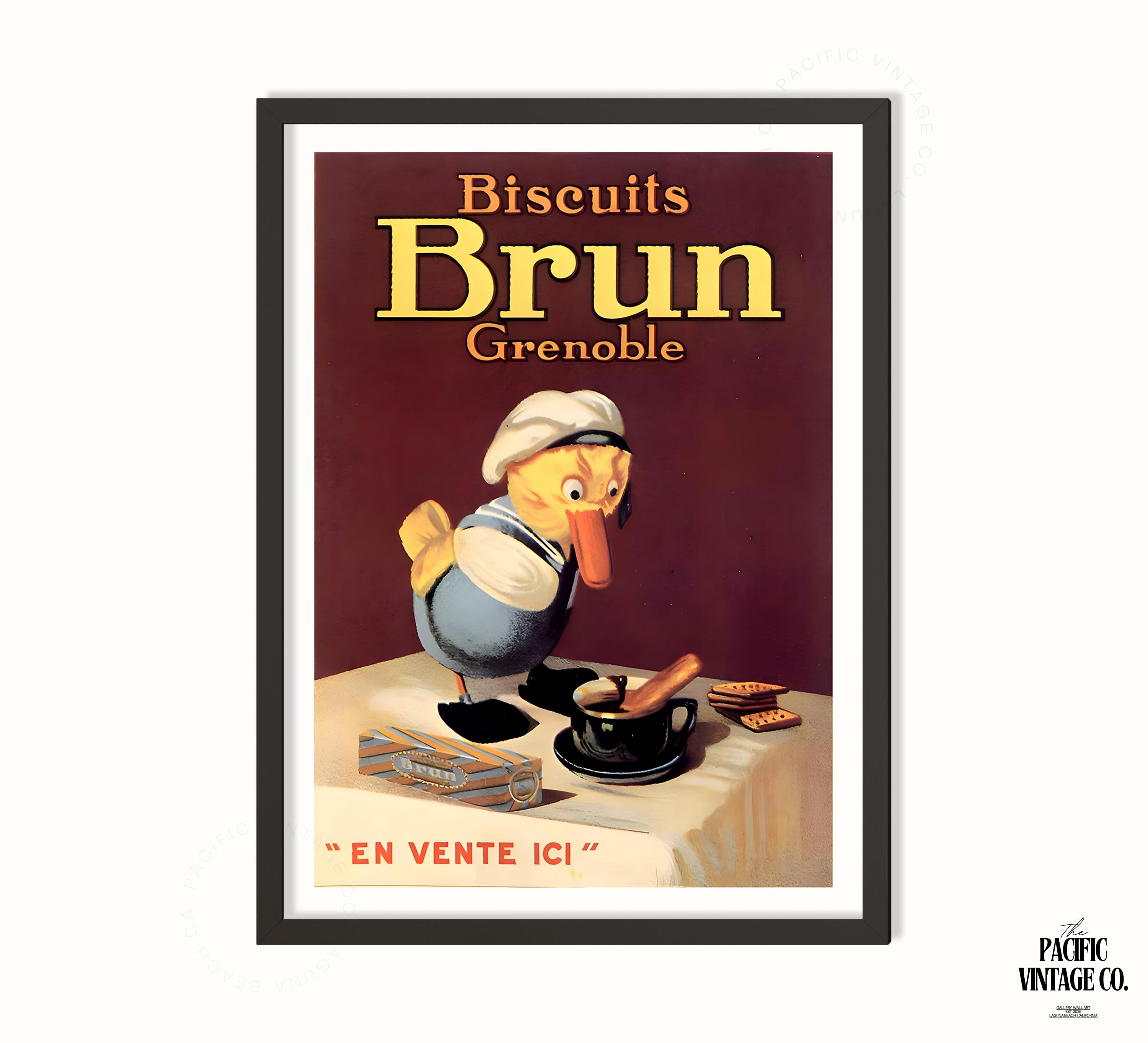 Biscuits Brun Grenoble Poster – Vintage French Duck Chef