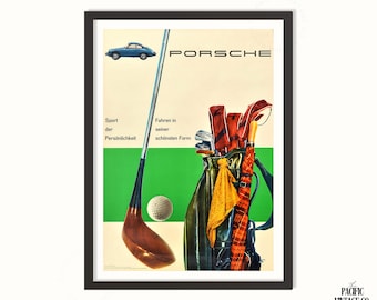 Vintage Iconic sports car Golf Poster – Classic German Auto Advertising Print, Retro Sports Wall Art