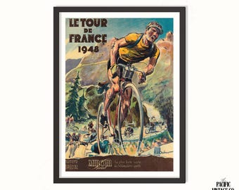 thumbnail image 2 of Vintage Cycling Posters – Tour De France Prints, Wall Art For Man Cave, Home Décor – 1990s, UK 2 of 3