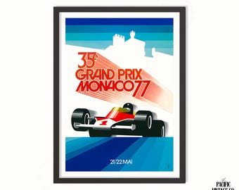 ヴィンテージ モナコ グランプリ ポスター: F1 レース ウォール アート 