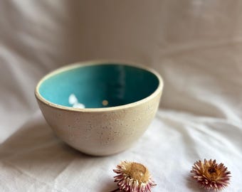 Teal Wheel-Thrown Bowl - 16oz